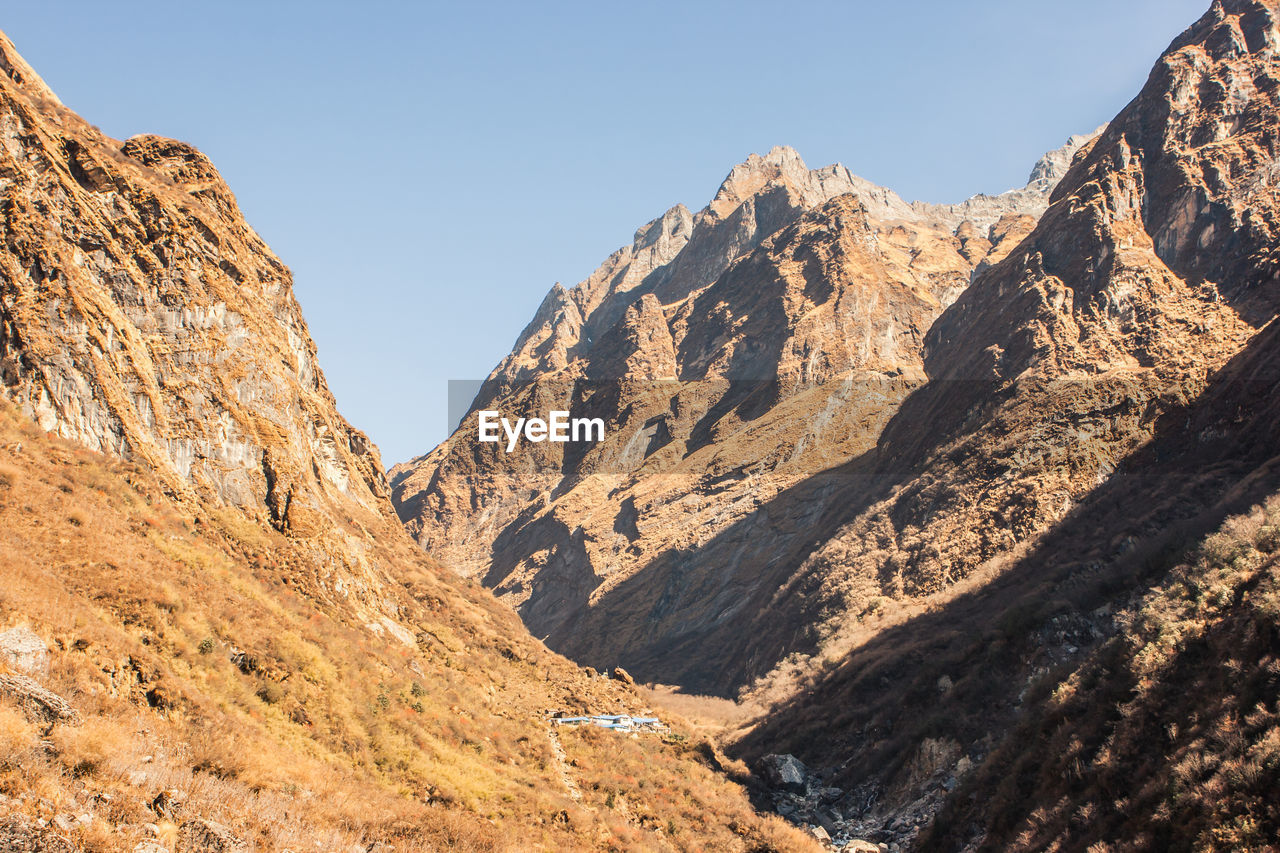 Scenic view of mountains against clear sky