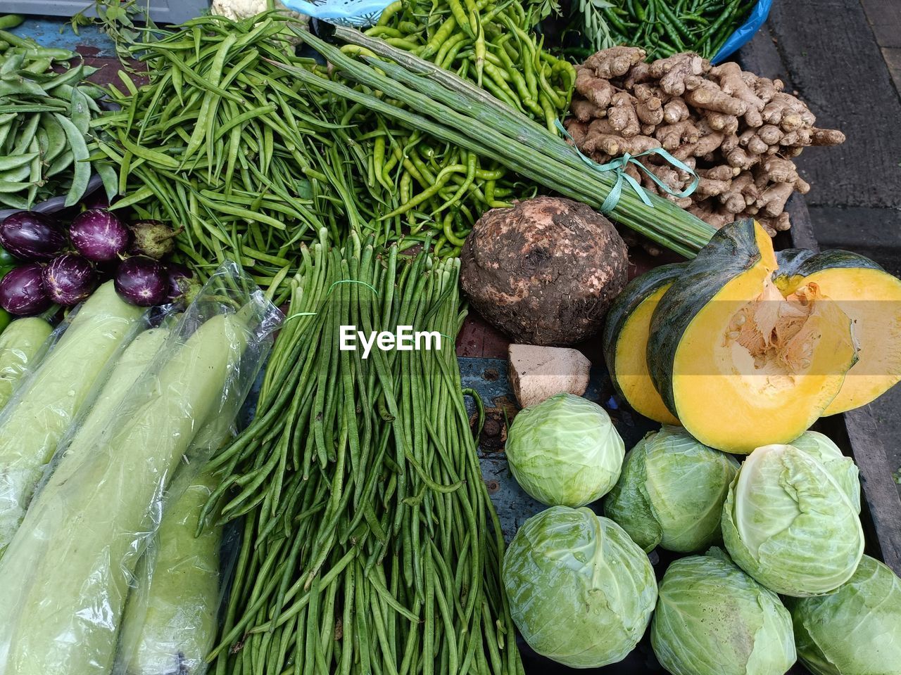 High angle view of vegetable in market