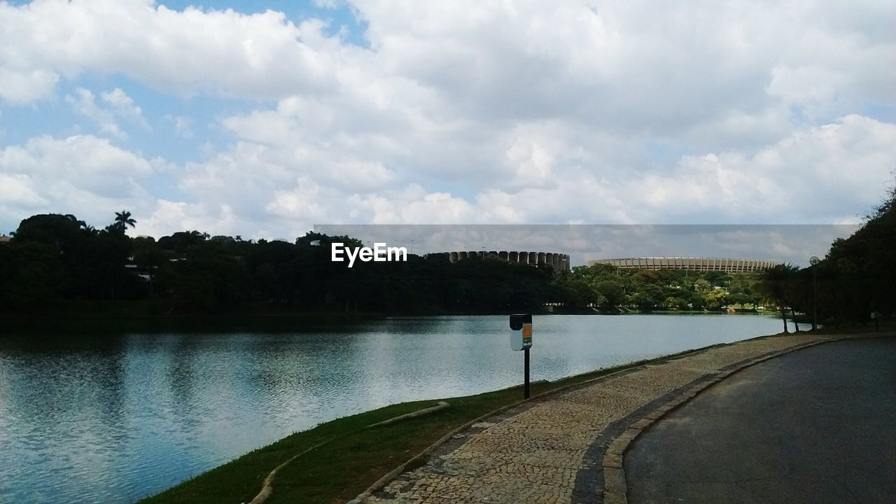 VIEW OF RIVER AGAINST CLOUDY SKY