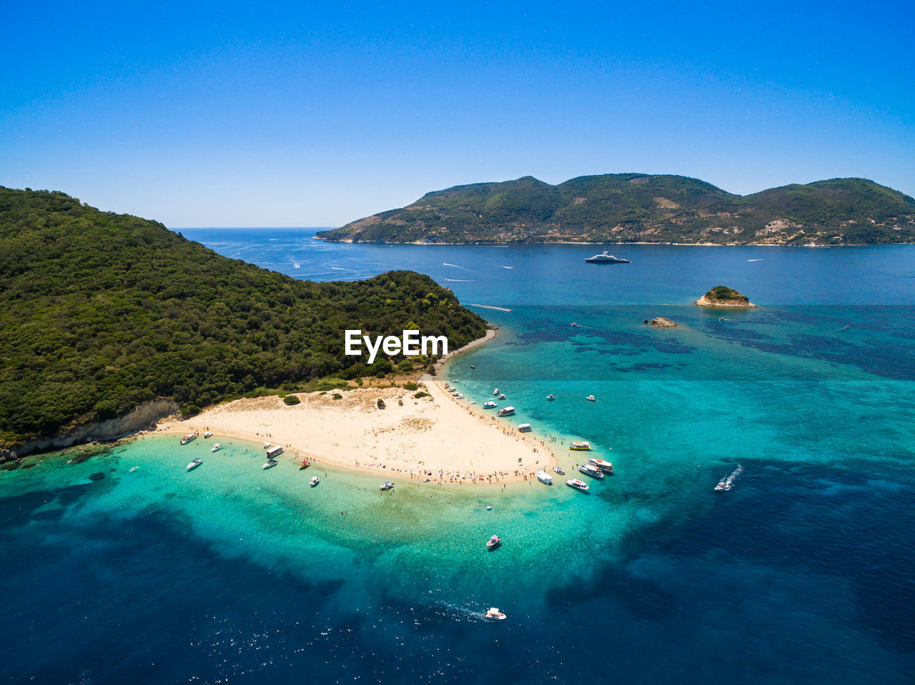 Aerial view of harbor at sea