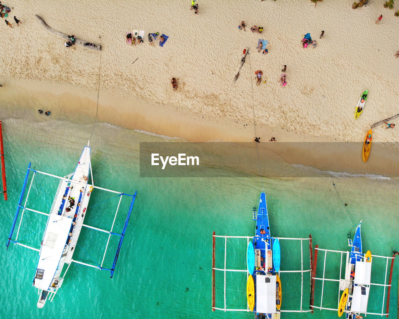 HIGH ANGLE VIEW OF PEOPLE ON THE BEACH