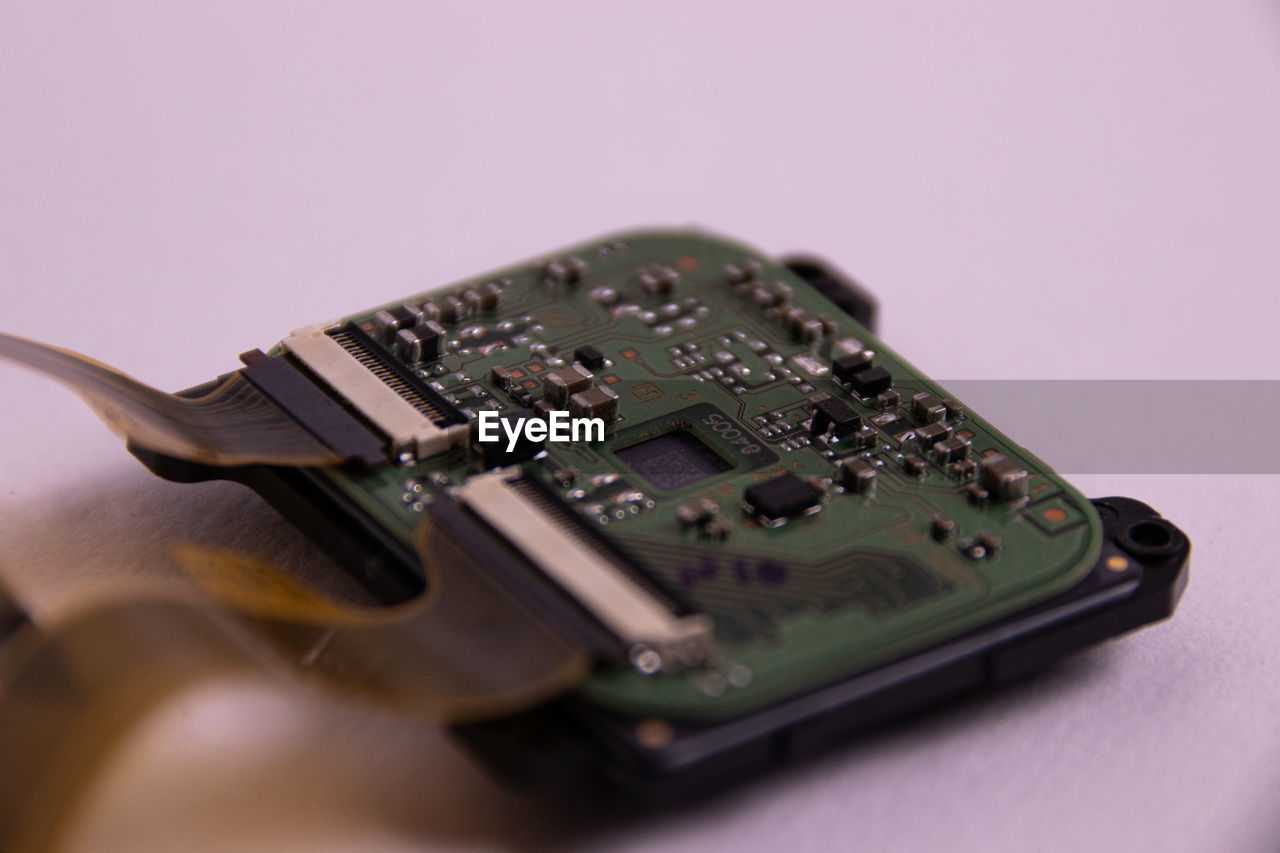 Close up of the sensor of a reflex camera and its circuit board 