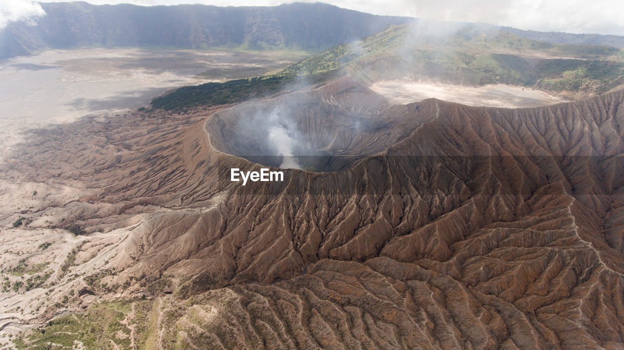  aerial view of volcano crater mount gunung bromo is an active volcano,tengger semeru national park.