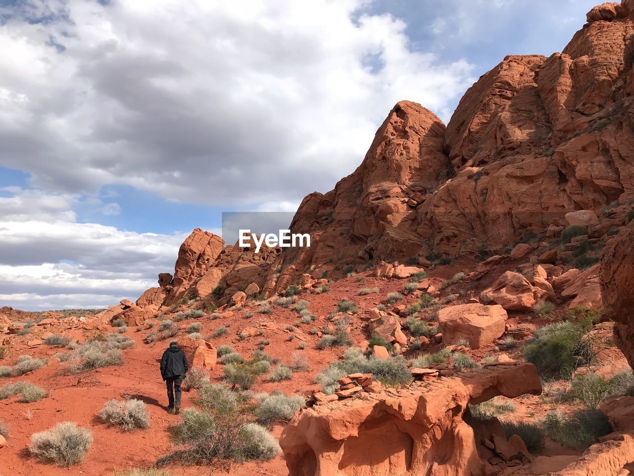 Low angle view of man on rock formation