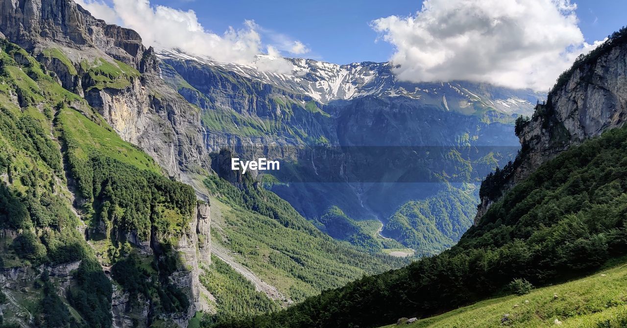 Panoramic view of mountains against sky