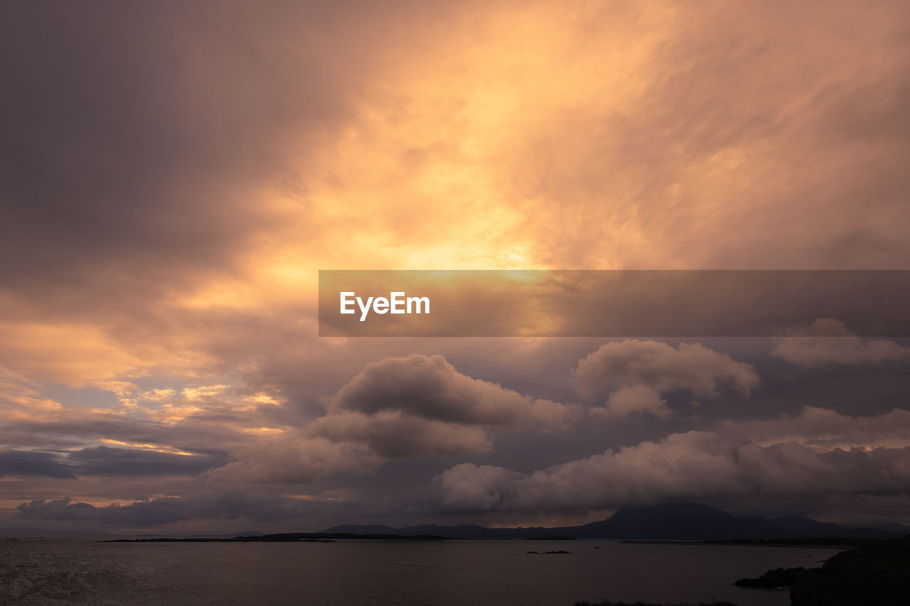 Scenic view of dramatic sky over sea