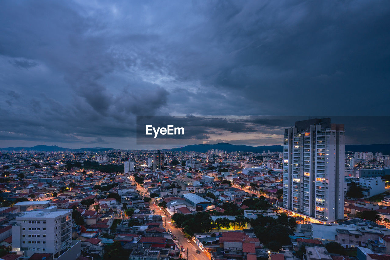 Arial view from the north area of the city são paulo, brazil at night.