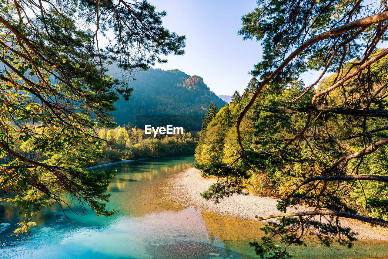 Lech river in sunny autumn day. the lech is a river in austria and germany.