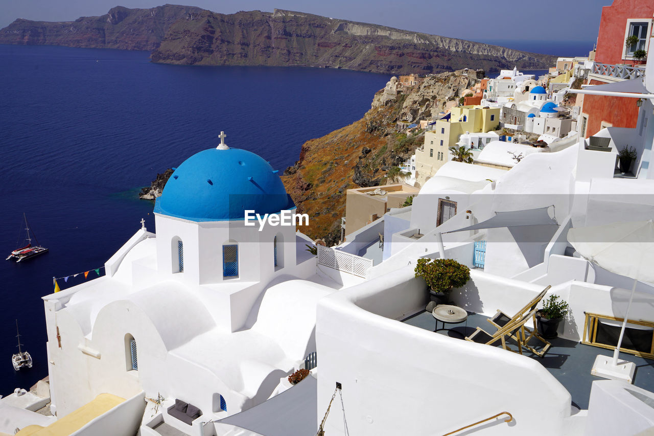 Beautiful view of santorini with the caldera and oia village, greece