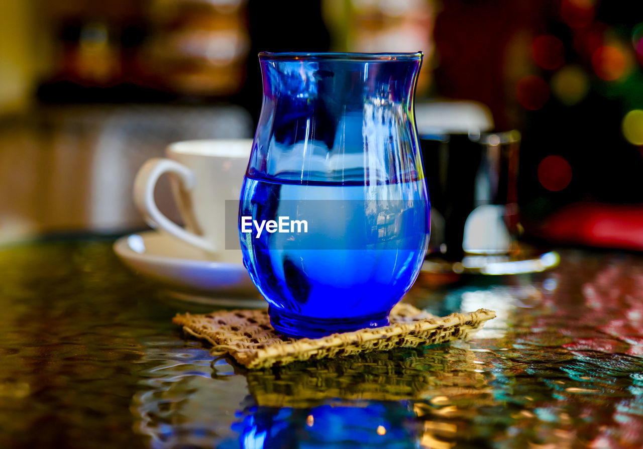 Close-up of drink in glass on table