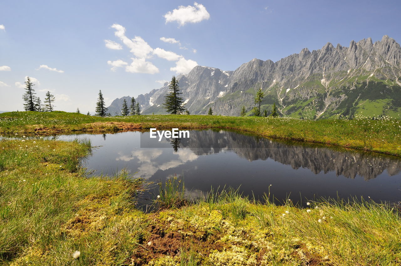 Scenic view of lake against sky