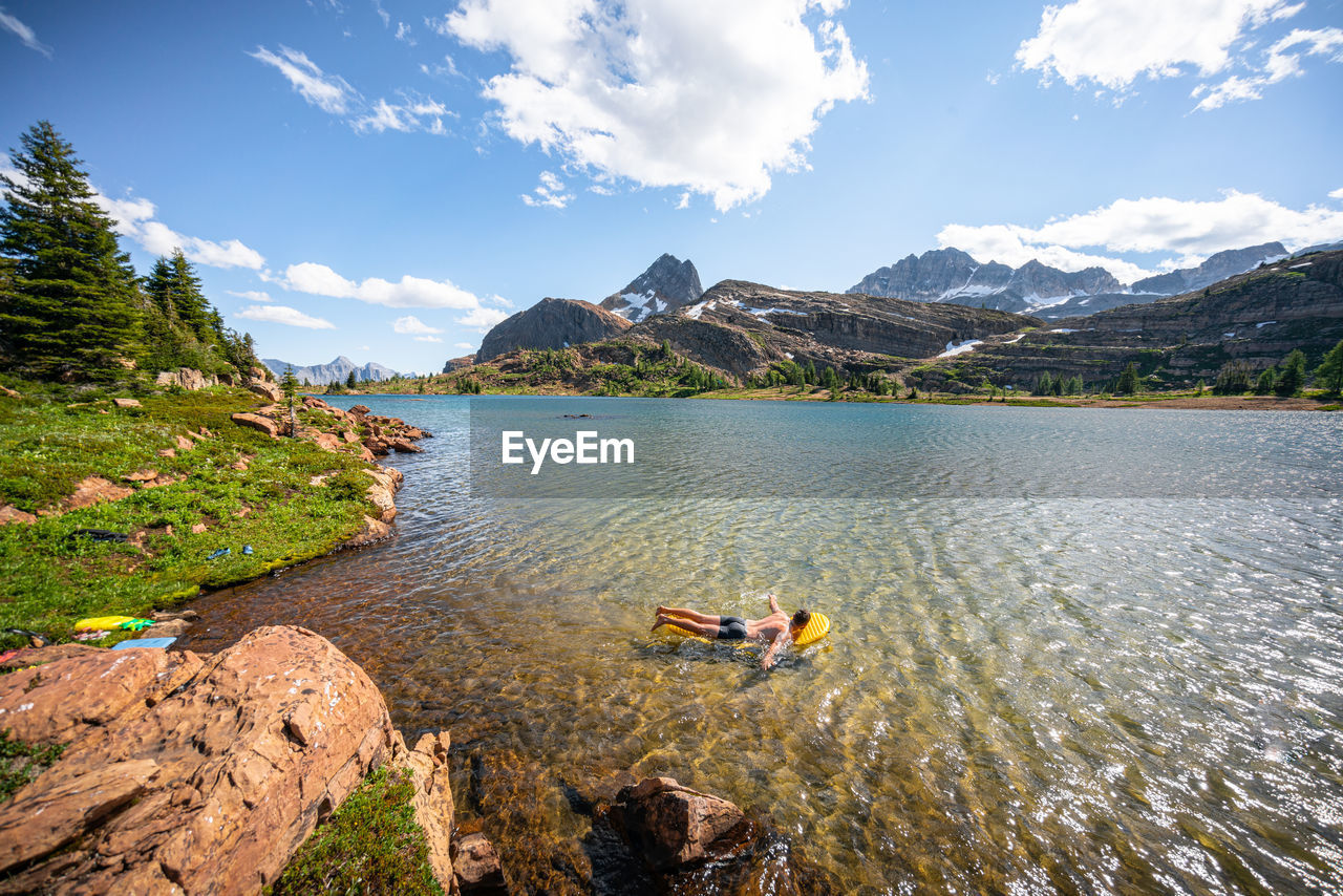 Swimming in limestone lakes height of the rockies provincial park