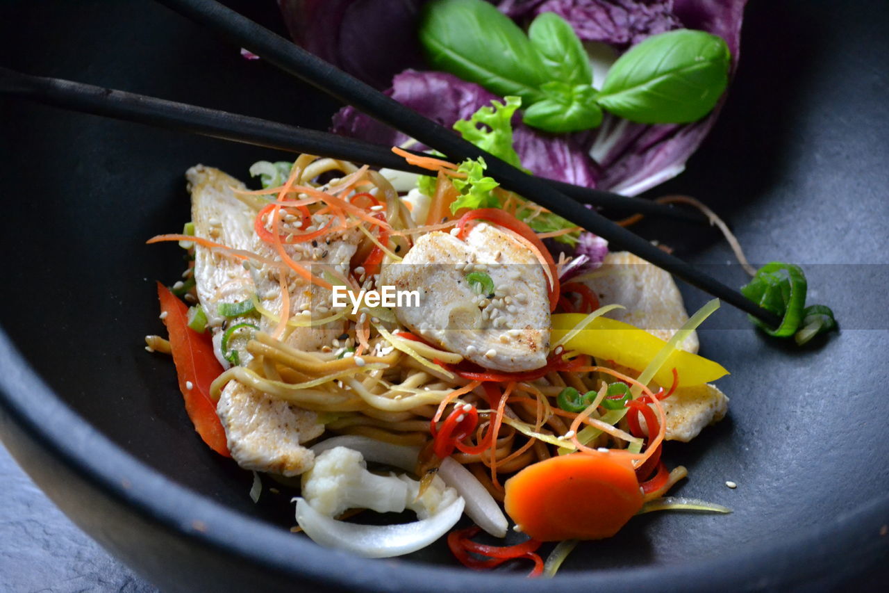 Close-up of japanese food served in plate