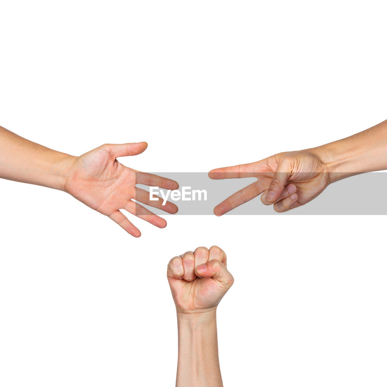 Cropped hands gesturing against white background