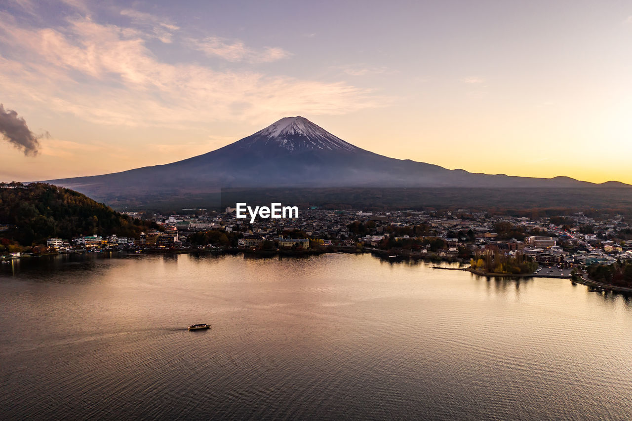 VIEW OF CITY AT SUNSET