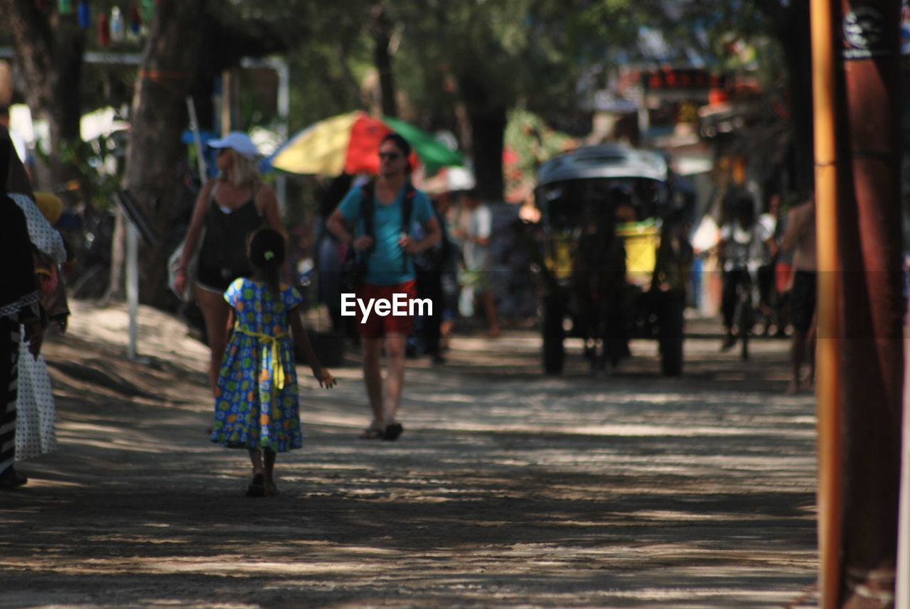 People walking on road