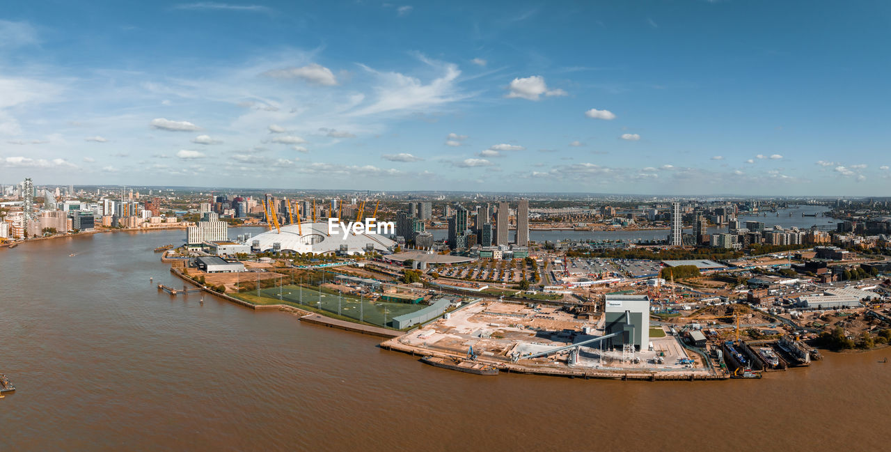 Aerial view of the millennium dome in london.