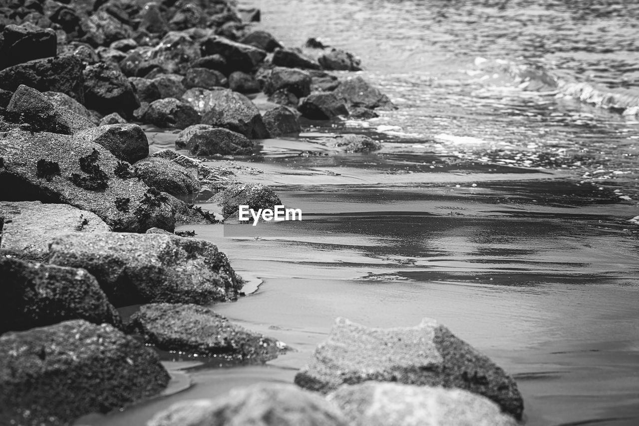 Surface level of rocks on beach