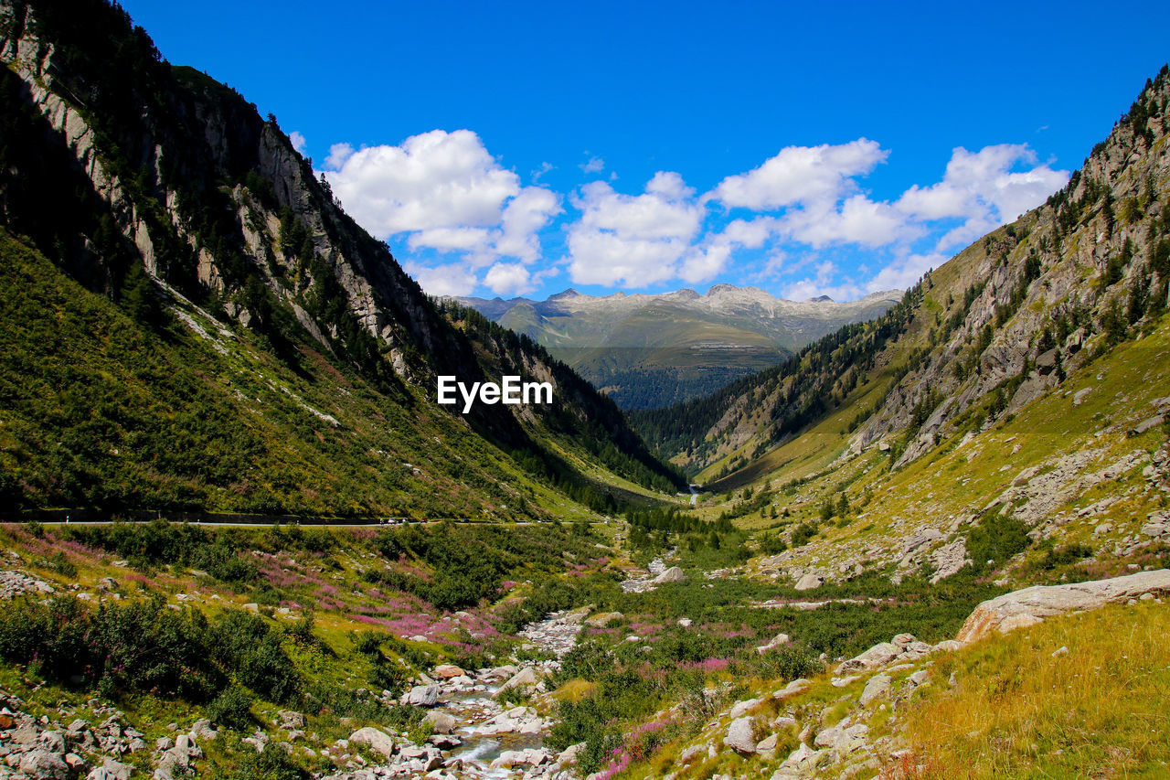 Scenic view of mountains against sky