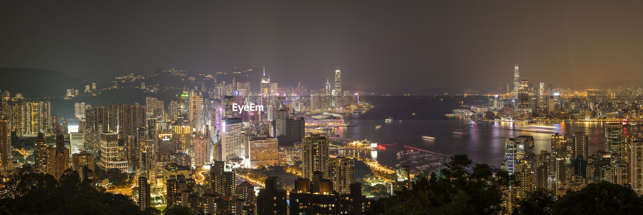 Cityscape from braemar hill at night, hong kong