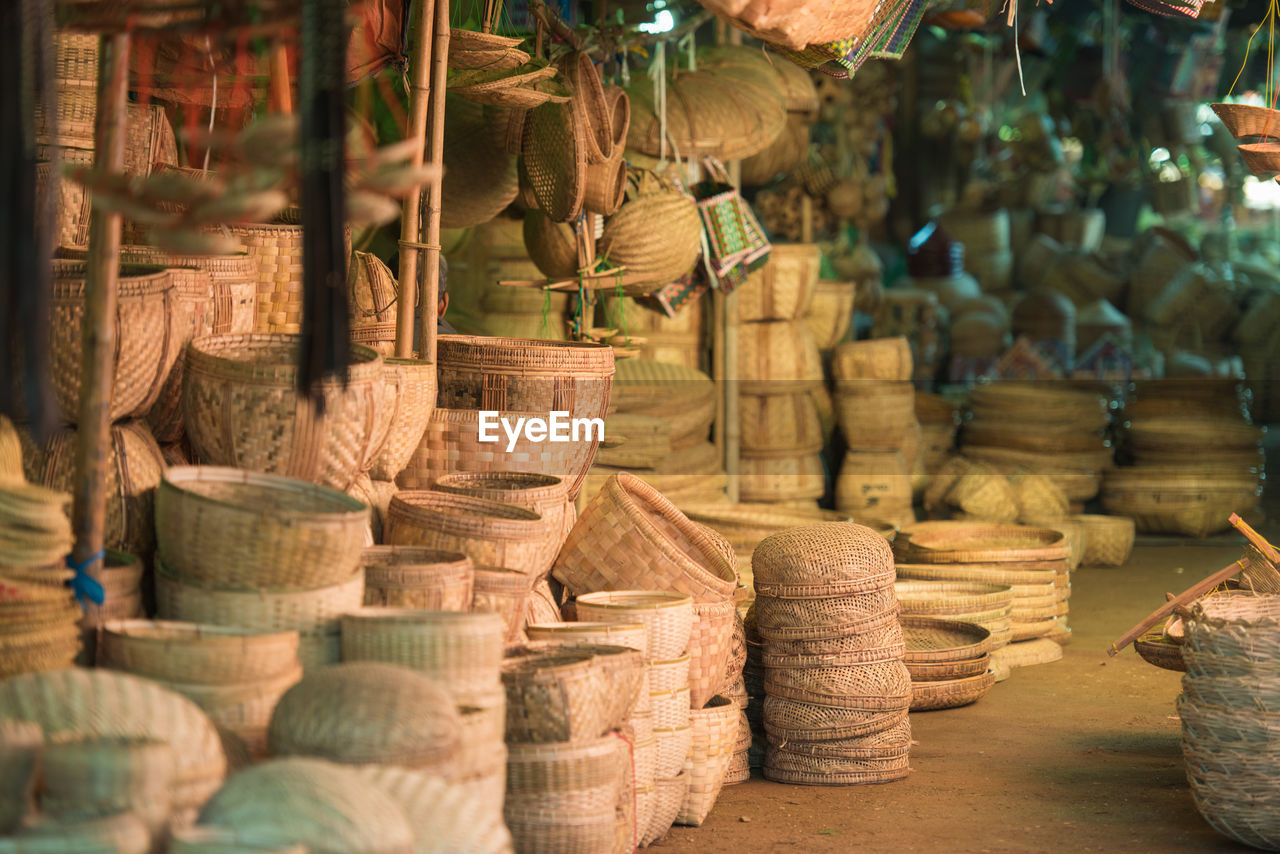 Wicker baskets for sale at market