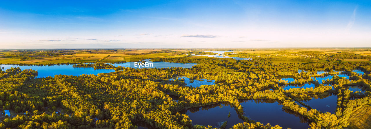 Aerial view of lake against sky