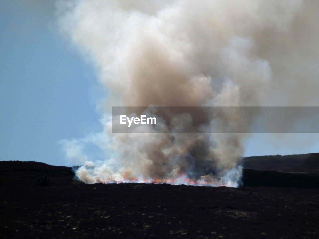Burning brush on a scottish landscape