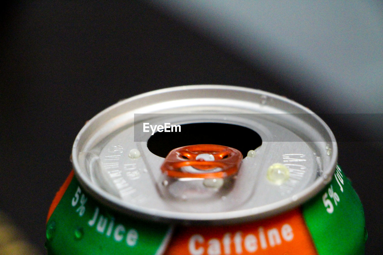 Close-up of drink can