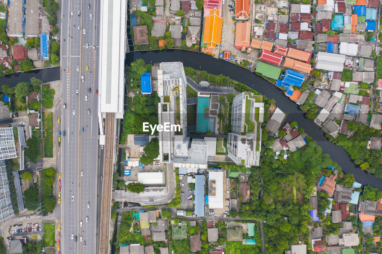 HIGH ANGLE VIEW OF RESIDENTIAL BUILDINGS