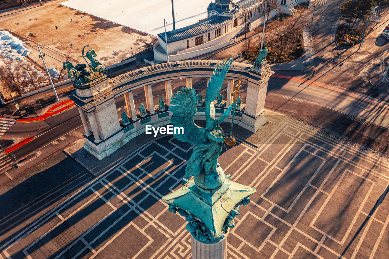 Budapest, heroes square from above. the historical square of europe