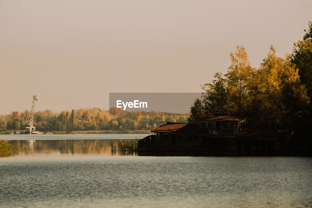 Scenic view of lake against clear sky