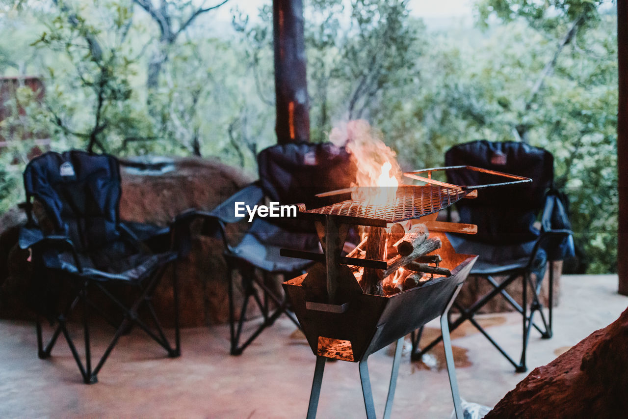 VIEW OF FIRE ON TABLE