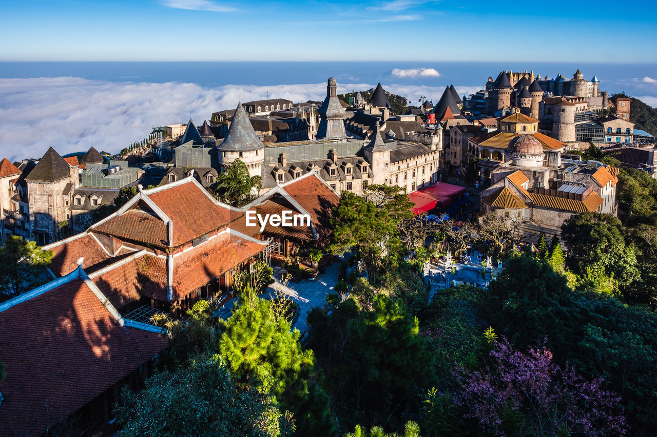 Landscape of castles from top view at bana hills, da nang, vietnam