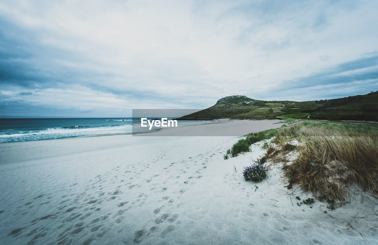 Scenic view of sea against cloudy sky