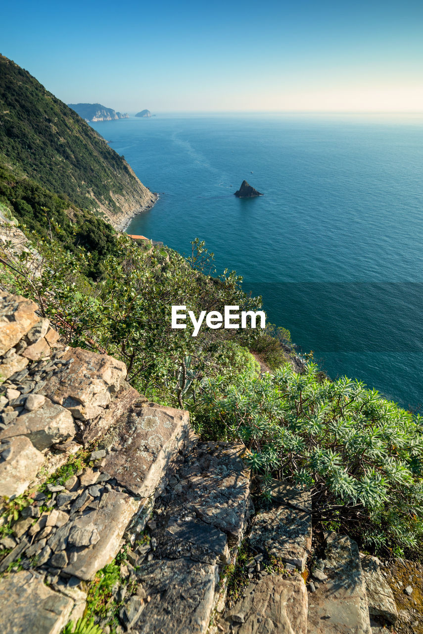 High angle view of sea against sky