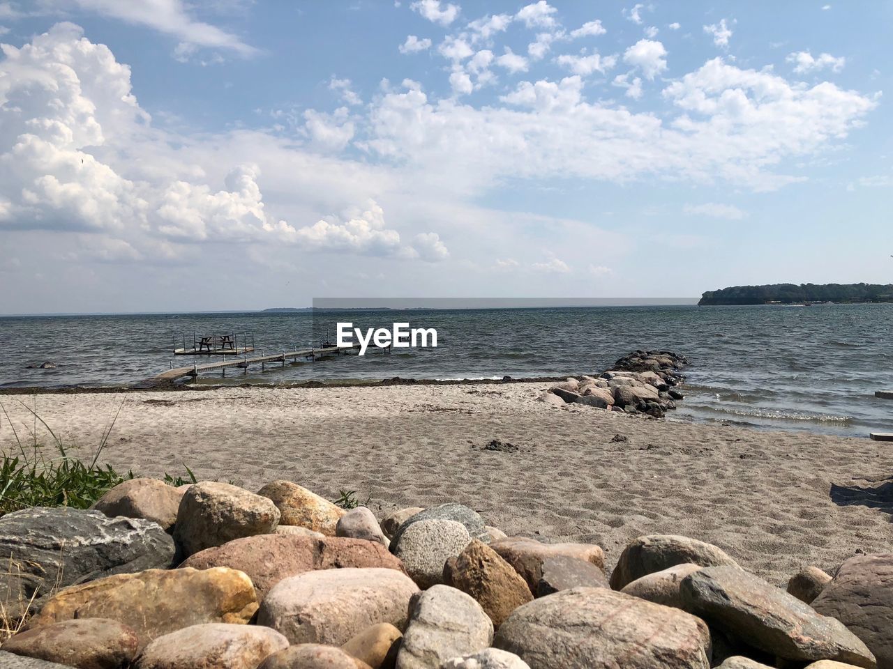 SCENIC VIEW OF SEA SHORE AGAINST SKY