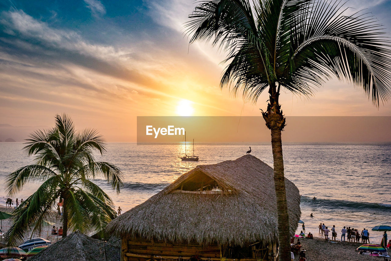 Scenic view of beach during sunset