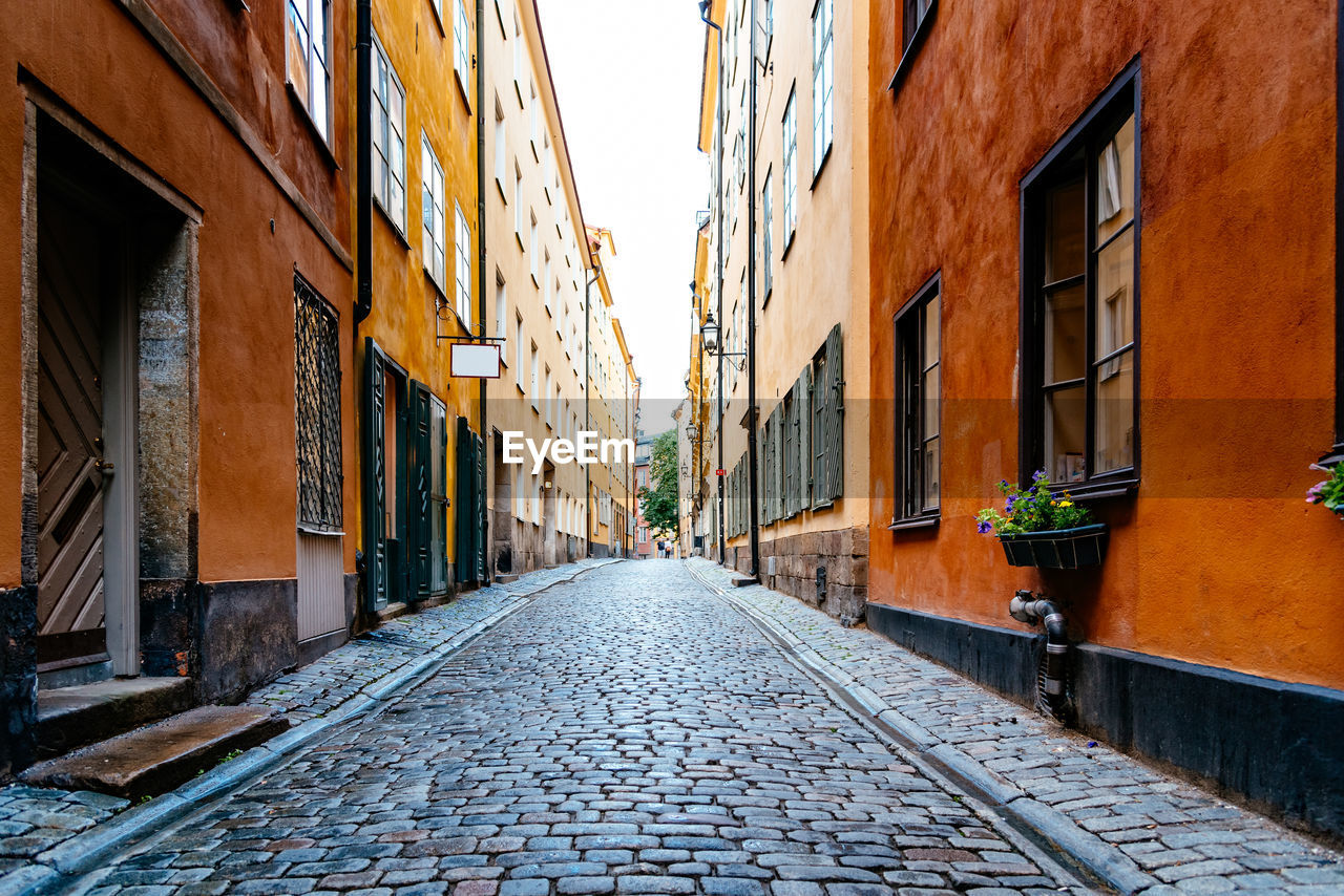 Narrow alley amidst residential buildings