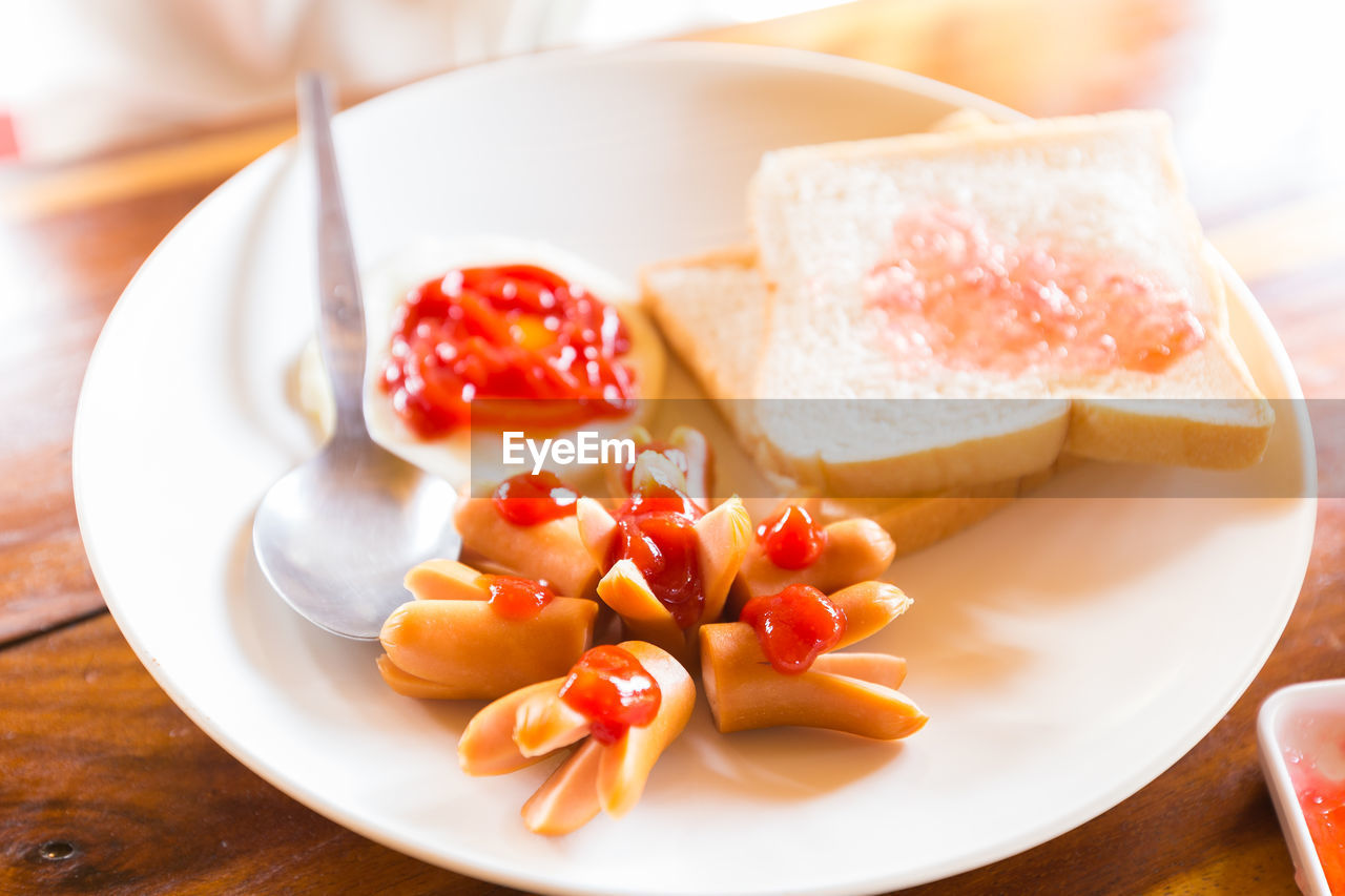 close-up of food served in plate on table