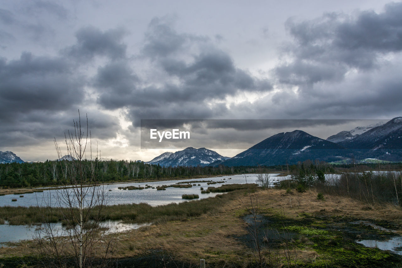 Scenic view of lake against sky