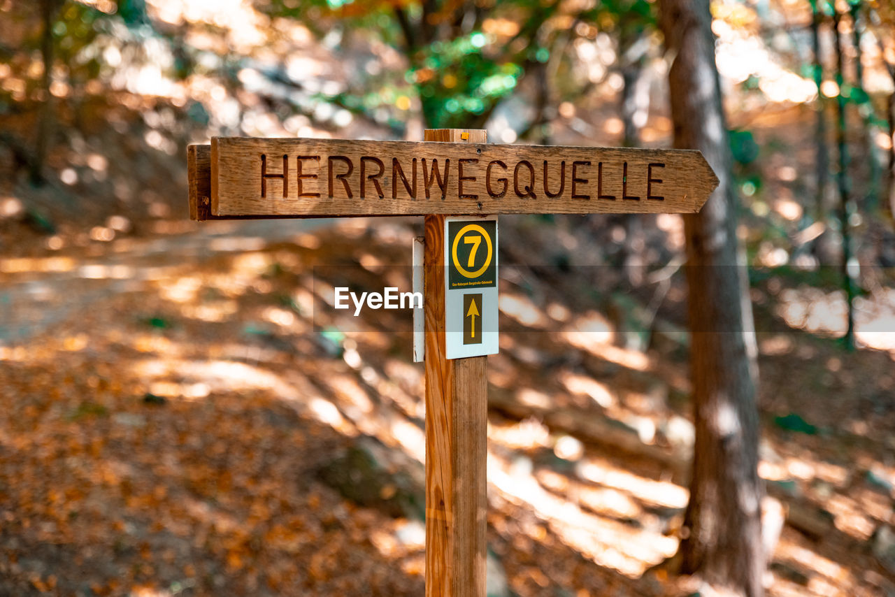 Information sign on wood