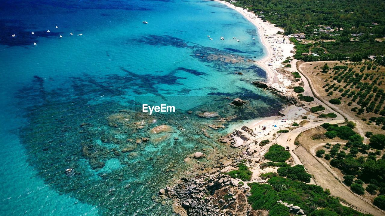 High angle view of beach