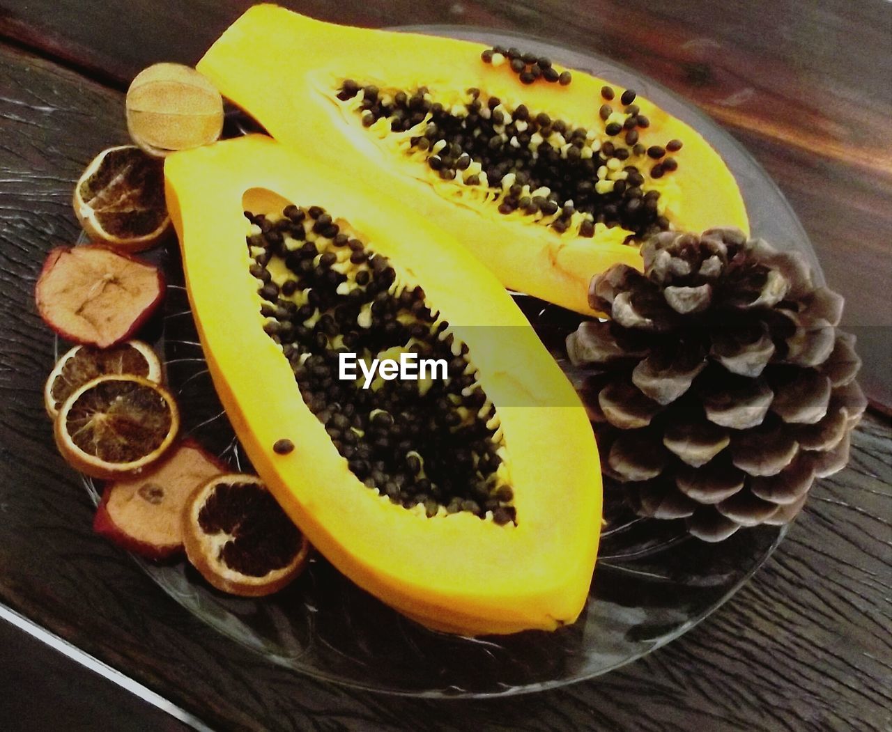 Close-up of fruit in plate