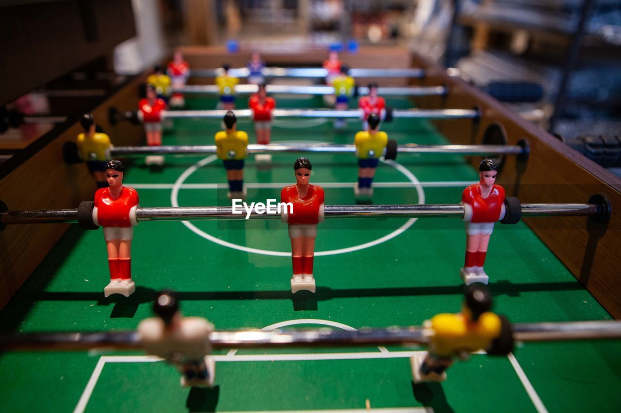 Close-up of soccer ball on table