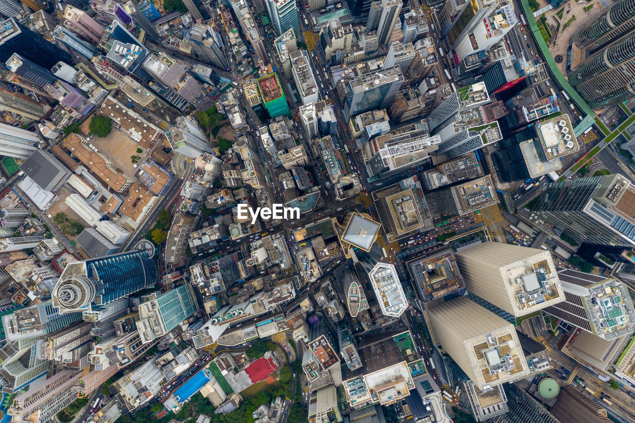 Aerial view of modern buildings in city