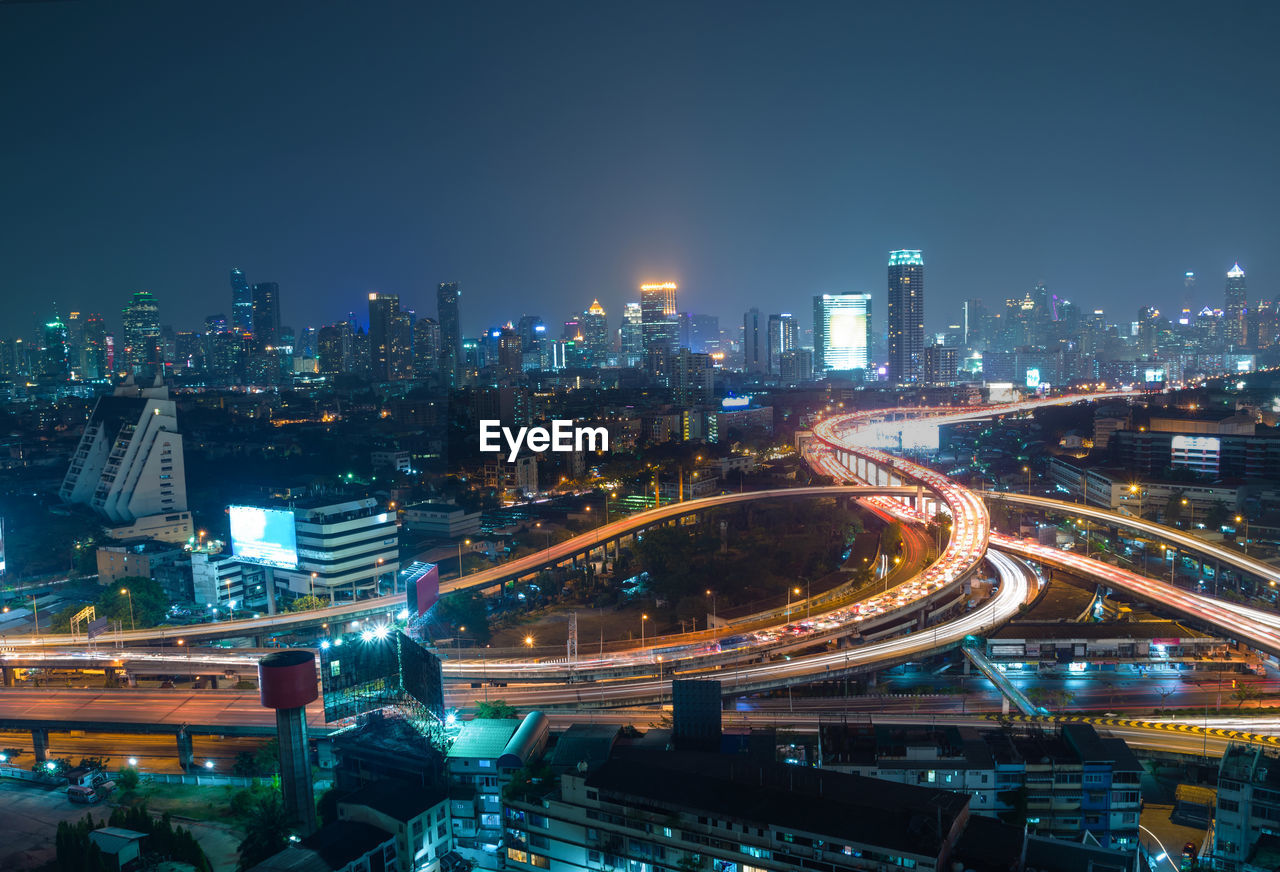 Illuminated cityscape at night