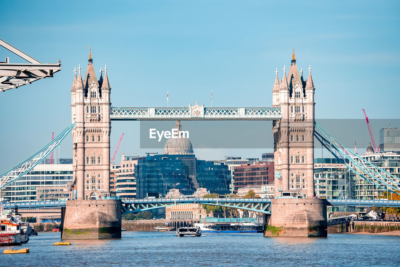 Iconic tower bridge connecting londong with southwark on the thames river