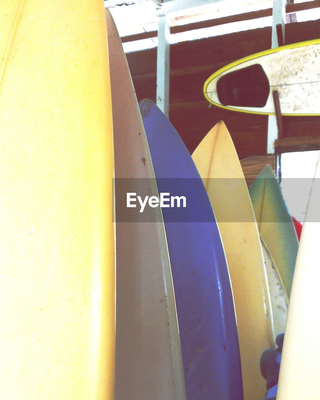 Close-up of surfboards