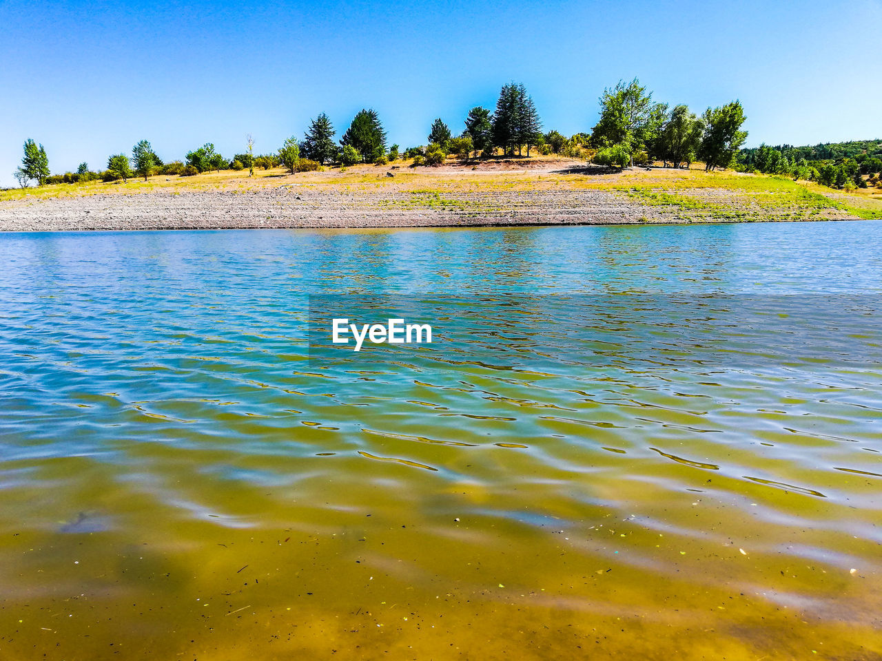 SCENIC VIEW OF LAKE AGAINST BLUE SKY