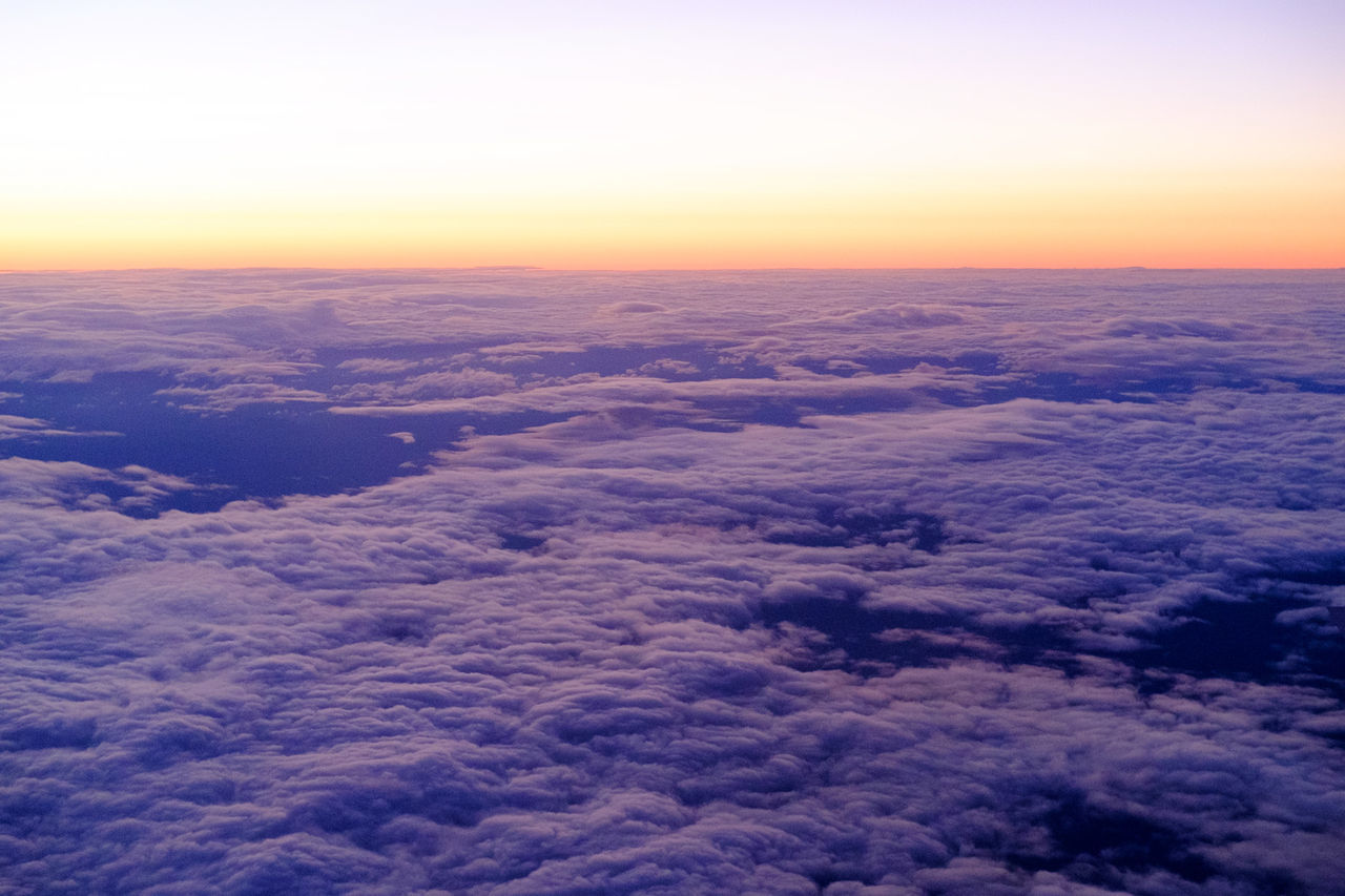 AERIAL VIEW OF LANDSCAPE AT SUNSET